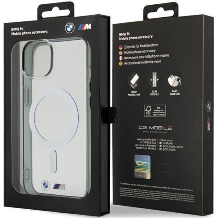 BMW - BMW iPhone 15 Mobilskal Magsafe Silver Ring - Transparent