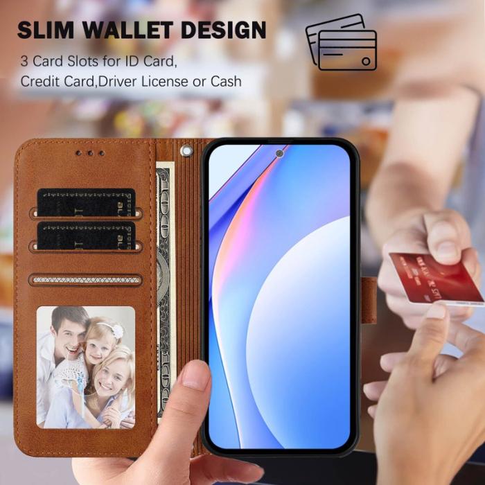 OEM - Samsung Galaxy A37 Plånboksfodral Konstläder RFID-Skydd - Brun