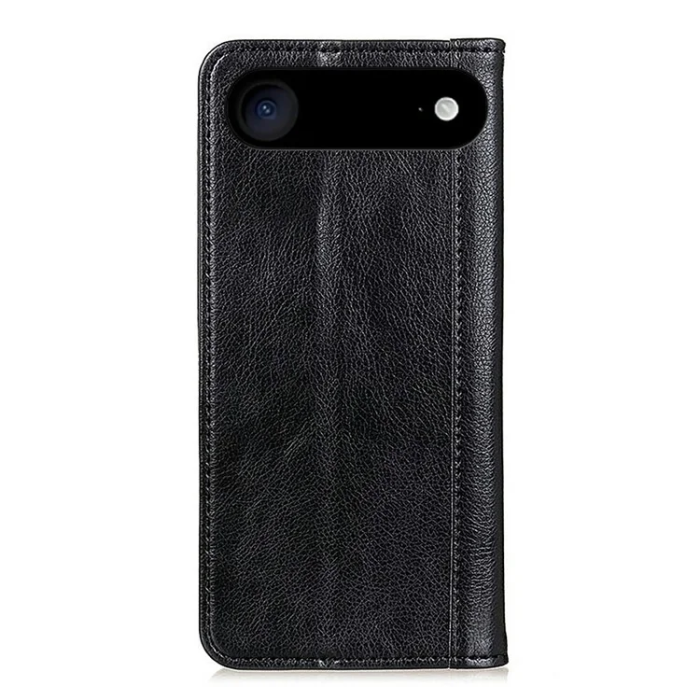 A-One Brand - iPhone 17 Air Plånboksfodral Äkta Läder Litchi - Svart