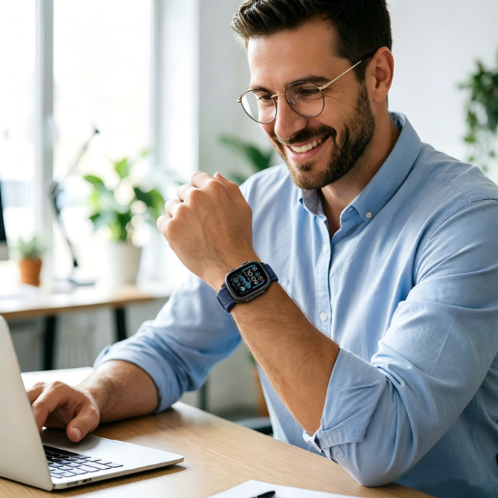 Tech-Protect - Tech-Protect Apple Watch (44/45/46/49mm) Armband Nylon Elite - Marinblå/Orange