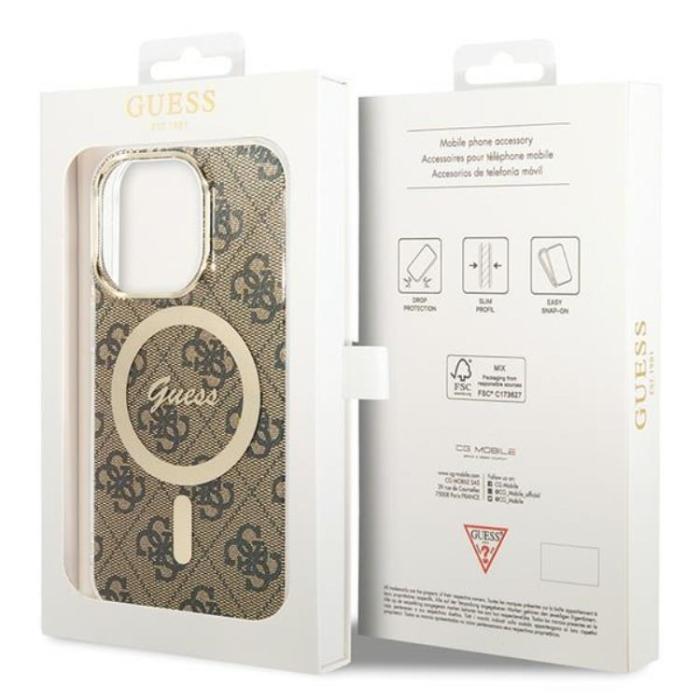 Guess - Guess iPhone 15 Pro Mobilskal MagSafe IML 4G - Brun
