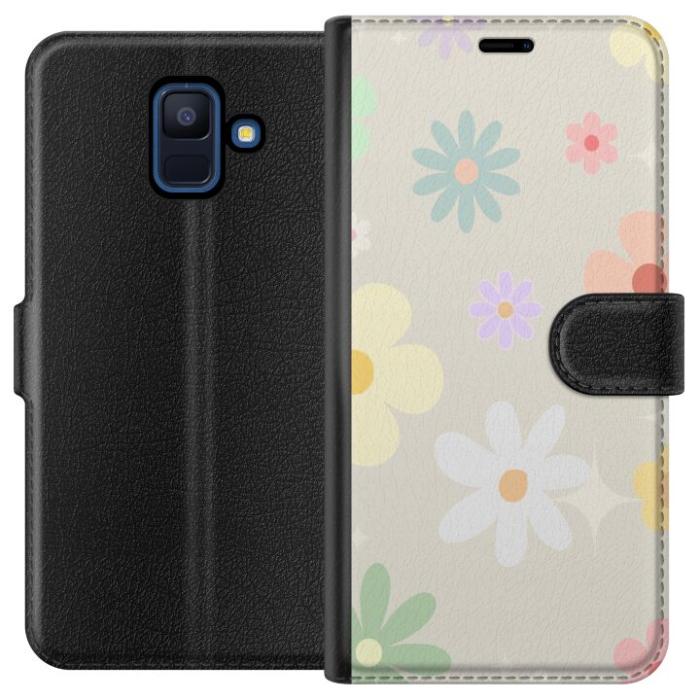iSecrets - Plånboksfodral till Samsung Galaxy A6 (2018) med fejdande blommor