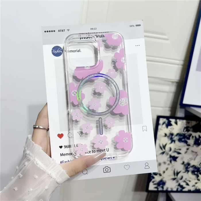 A-One Brand - iPhone 16 Pro Mobilskal MagSafe Laser Floral