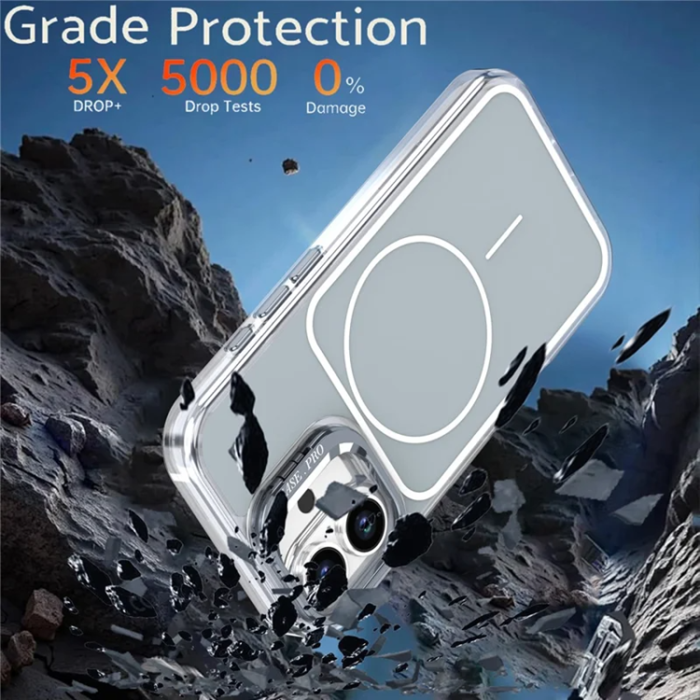 A-One Brand - iPhone 16 Plus Mobilskal MagSafe Lens Kickstand med Handrem - Grå