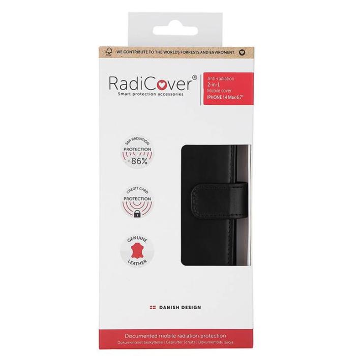Radicover - Radicover iPhone 14 Plus Plånboksfodral Strålningsskydd 2-i-1 - Svart