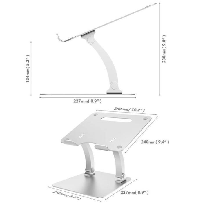 BUFFALO - Desire2 Laptopställ Dual Pivot Riser Justerbar Aluminium Silver