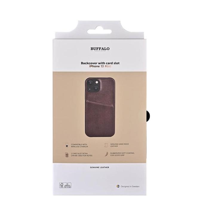 BUFFALO - BUFFALO äkta läder Skal iPhone 13 mini - Brun