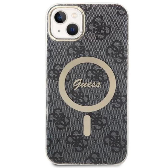Guess - GUESS iPhone 14 Magsafe Skal Print + Trådlös Laddare - Svart