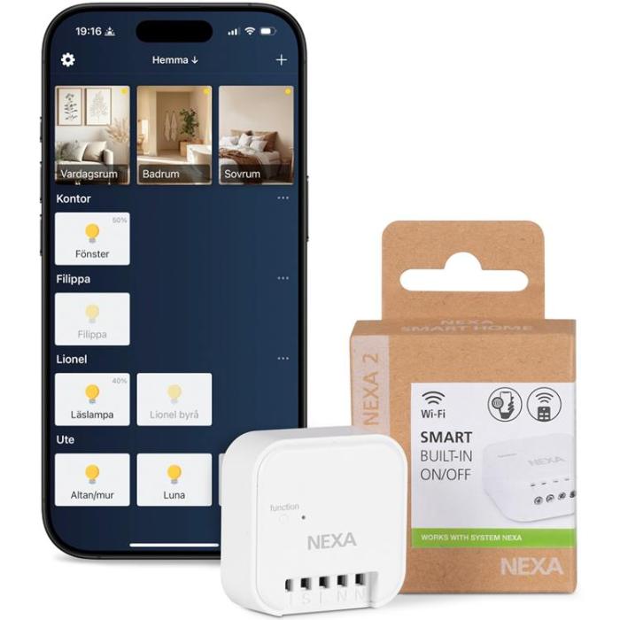 Nexa - Nexa Smart Inbyggnadsmottagare På/Av 1800W System Nexa 2 WiFi/433