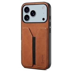 DENIOR - DENIOR iPhone 17 Pro Max Mobilskal Elastic Korthållare - Brun