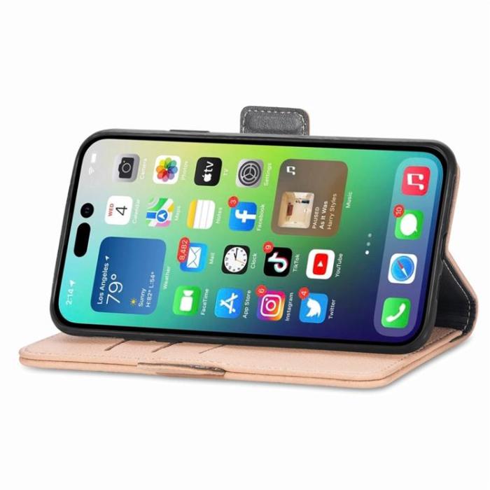 OEM - iPhone 14 Pro Max Plånboksfodral Flower Decor Magnetic - Khaki