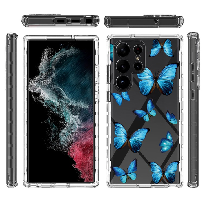 OEM - Galaxy S23 Ultra Skal Pattern Printing - Blå Butterfly