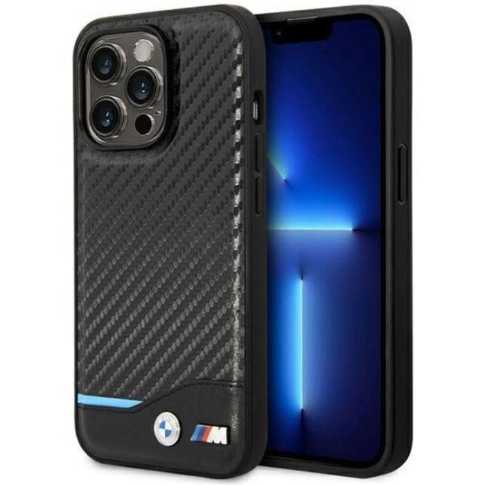 BMW - BMW iPhone 14 Pro Magsafe Läder Mobilskal Carbon - Svart