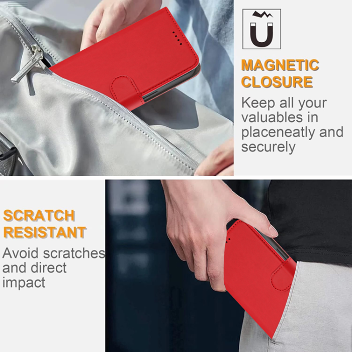 A-One Brand - Galaxy S26 Ultra Plånboksfodral Solid Color Läder - Röd