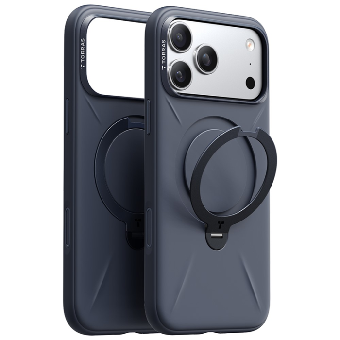 Torras - TORRAS iPhone 17 Pro Mobilskal MagSafe Ostand Q Pro - Midnattsblå