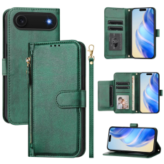 A-One Brand - iPhone 17 Air Plånboksfodral Zipper Pocket Läder - Grön