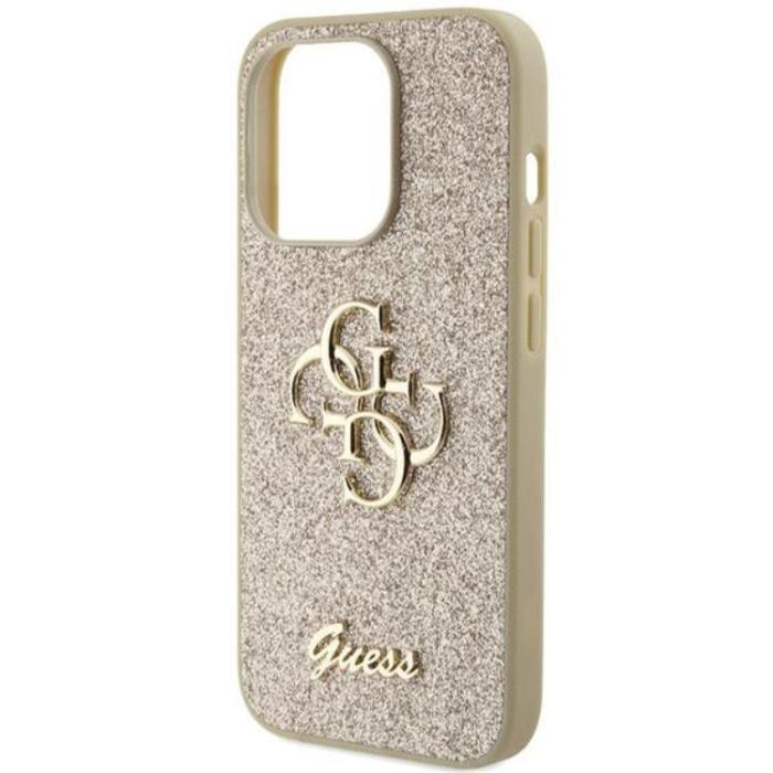 Guess - Guess iPhone 15 Pro Mobilskal Glitter Script Big - Guld