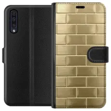 Gustaf - Pl&aring;nboksfodral till Samsung Galaxy A50 med Gyllene Murstenar