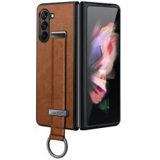 SULADA - SULADA Fashion Series Galaxy Z Fold6 Fodral Konstl&auml;der +PC Brun