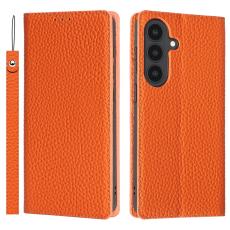 OEM - Pl&aring;nboksfodral f&ouml;r Samsung Galaxy S26 &Auml;kta l&auml;der - Orange