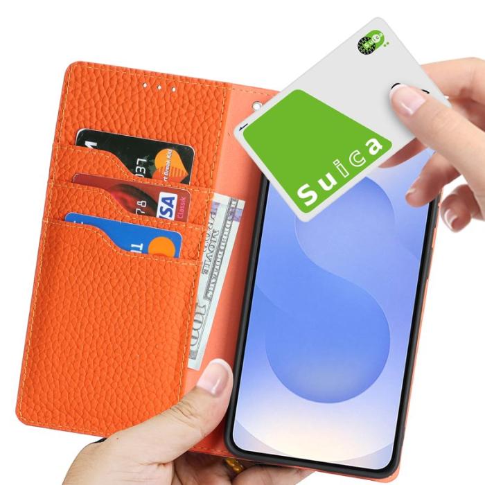 OEM - Plånboksfodral för Samsung Galaxy S26 Äkta läder - Orange