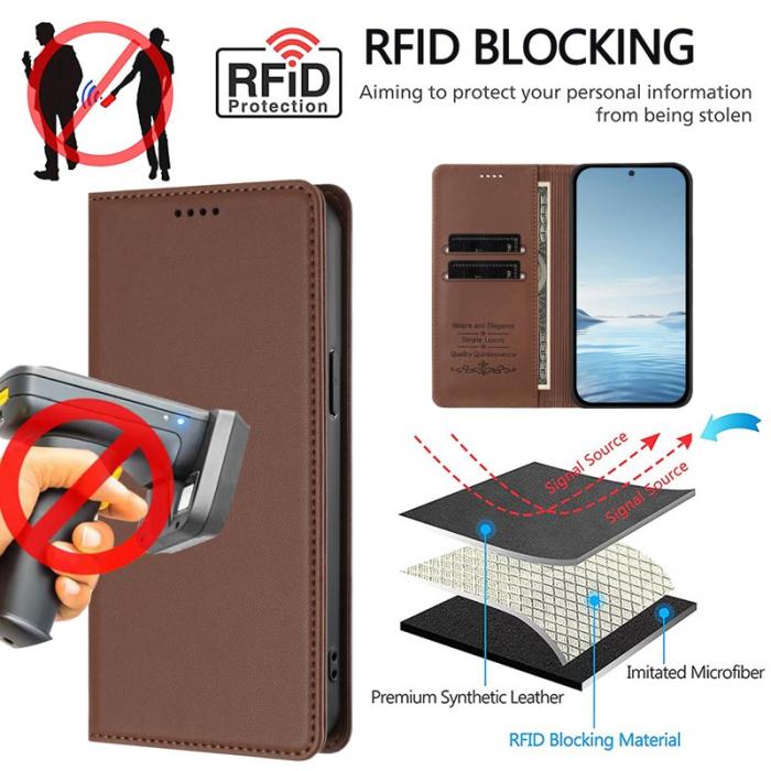 OEM - Plånboksfodral för Samsung Galaxy S26 Konstläder RFID - Brun