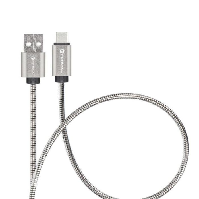 Forcell - Forcell USB-A till USB-C 66W Kabel 3A 1m QC4.0 C234 - Silver
