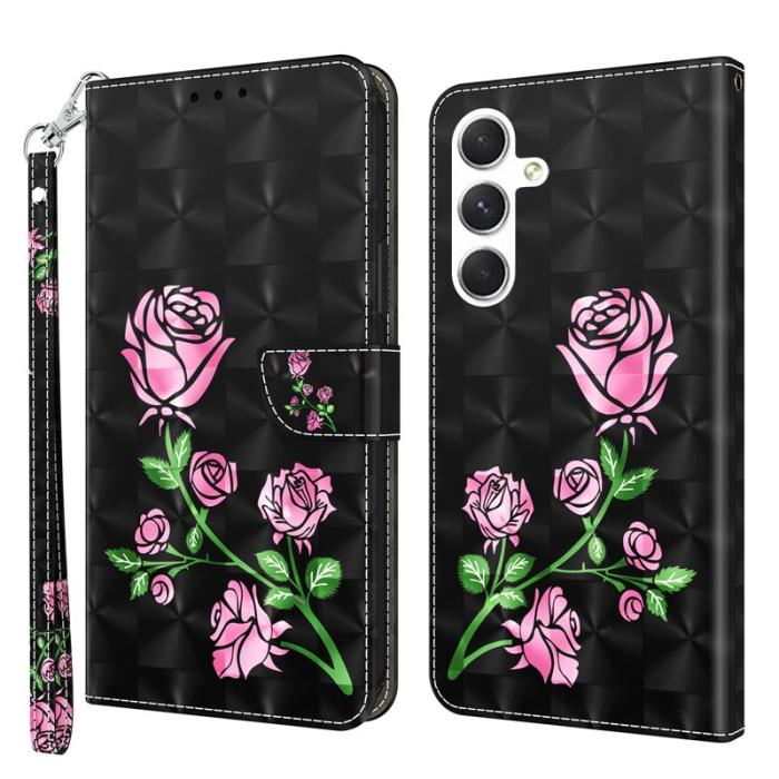 OEM - Mobilskal för Samsung Galaxy S26 Ställfunktion Konstläder - Rosblomma