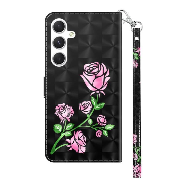 OEM - Mobilskal för Samsung Galaxy S26 Ställfunktion Konstläder - Rosblomma