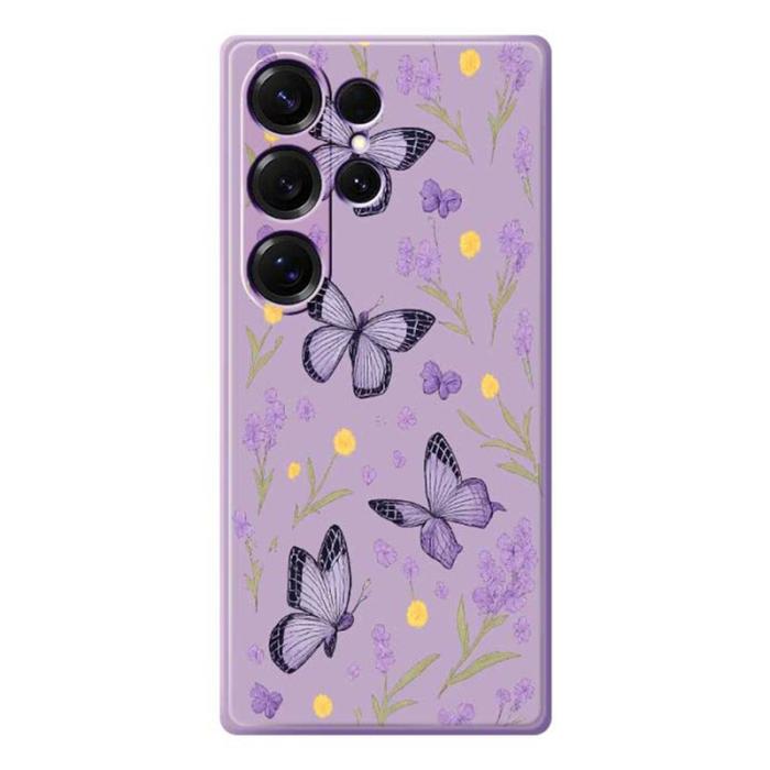 OEM - Mobilskal för Samsung Galaxy S26 Ultra TPU - Lila fjärilar - Lila