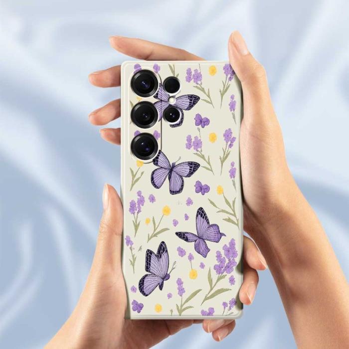 OEM - Mobilskal för Samsung Galaxy S26 Ultra TPU - Lila fjärilar - Lila