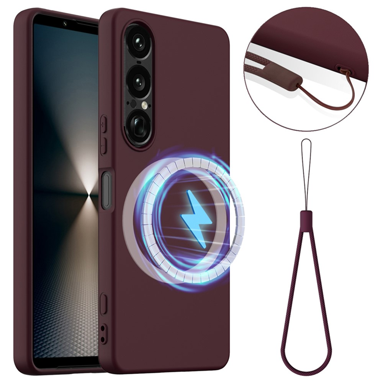 Sony Xperia 1 VII Mobilskal MagSafe Non-Slip Liquid Silikon - Vinröd | 2353 | AlltMobil