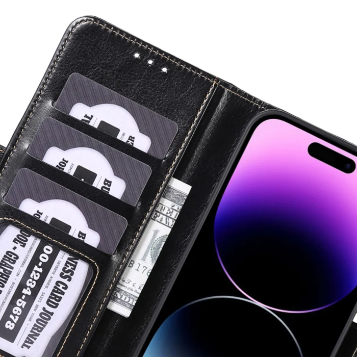 ABEEL - ABEEL iPhone 15 Plus Plånboksfodral - Svart