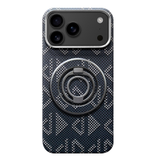 A-One Brand - iPhone 17 Pro Max Mobilskal MagSafe Kevlar Metal Ring - Geo Metric Blå