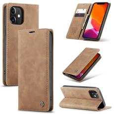 Caseme - CASEME 013 Series iPhone 12 Pro Pl&aring;nboksfodral Konstl&auml;der St&auml;ll Brun