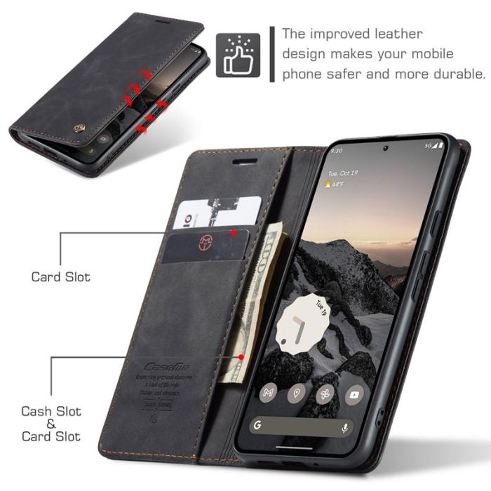 Caseme - CASEME 013 Series Google Pixel 10 Pro Plånboksfodral Konstläder Svart