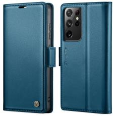 Caseme - CASEME Pl&aring;nboksfodral Konstl&auml;der till Samsung Galaxy S21 Ultra 5G - Bl&aring;