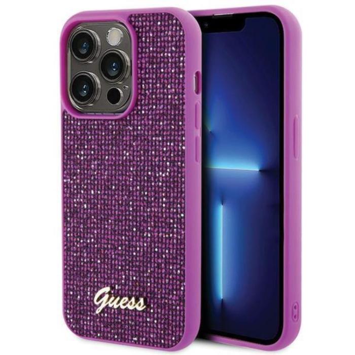 Guess - Guess iPhone 15 Pro Mobilskal Disco Metal Script - Rosa