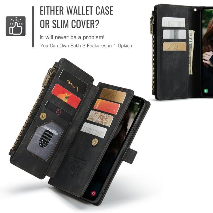 Caseme - CASEME Konstläder Plånboksfodral för Samsung Galaxy S24 FE - Svart