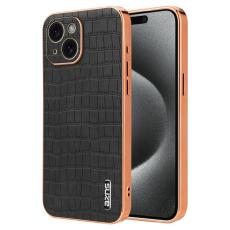 AZNS - AZNS iPhone 15 Fodral Krokodiltextur Drop-s&auml;ker TPU - Svart