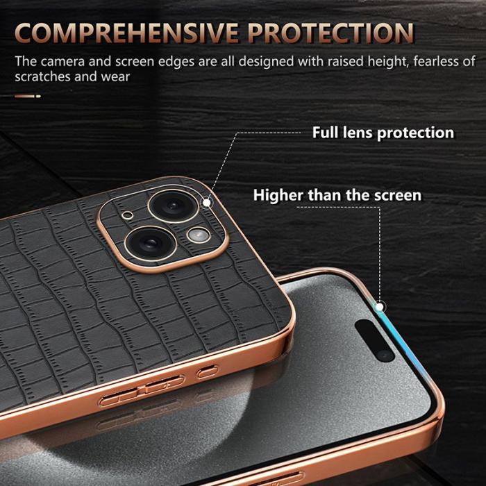 AZNS - AZNS iPhone 15 Fodral Krokodiltextur Drop-säker TPU - Grön