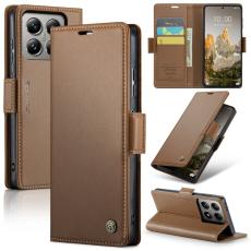 Caseme - CASEME Xiaomi 14T Pro Pl&aring;nboksfodral Konstl&auml;der RFID-Skydd Brun