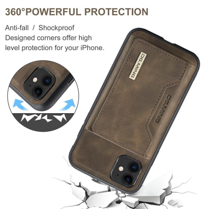 DG.MING - DG.MING 2-in-1 Konstläder Plånboksfodral iPhone 11 6.1 tum - Brun