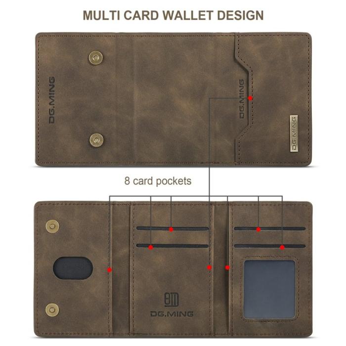 DG.MING - DG.MING 2-in-1 Konstläder Plånboksfodral iPhone 11 6.1 tum - Brun