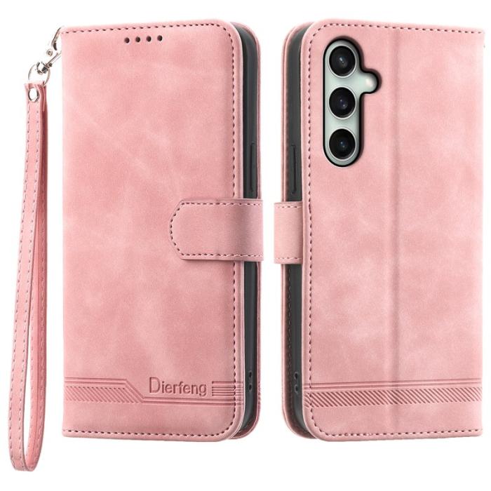 DIERFENG - DIERFENG DF-03 Plånboksfodral för Samsung Galaxy S24 FE - Konstläder - Rosa