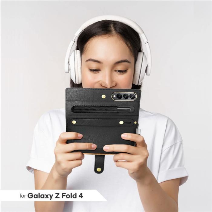 A-One Brand - Galaxy Z Fold 4 Plånboksfodral RFID Zipper - Brun