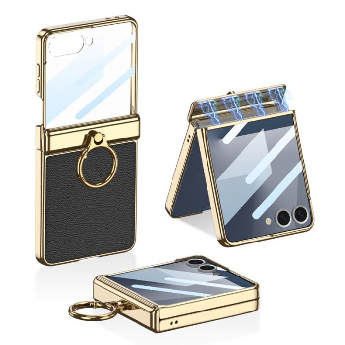 GKK - GKK Samsung Galaxy Z Flip7 Fodral Kickstand PU + PC - Svart