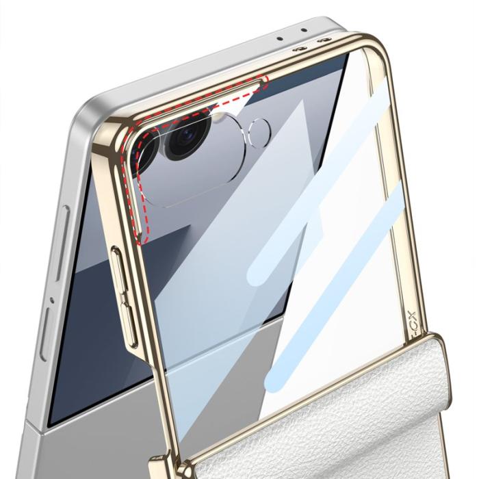 GKK - GKK Samsung Galaxy Z Flip7 Fodral Kickstand PU + PC - Grå