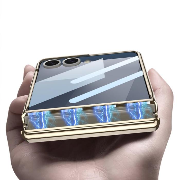 GKK - GKK Samsung Galaxy Z Flip7 Fodral Kickstand PU + PC - Grå