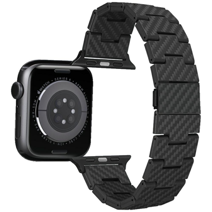 PITAKA - Pitaka Apple Watch (40/44/45/46/49) Armband Carbon Fiber Retro - Svart